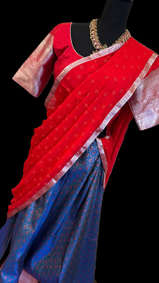 silver zari red dhavani pattu pavadai pure silver zari pattu pavadai usa online 