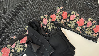Black  Sequin georgette saree  embroidered with stitched blouses