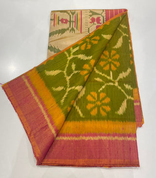 Handloom Pure Patola Silk Saree pure silk saree raw silk finish with stitched hand embroidered blouse Partywear pooja wear ready to ship Saree USA