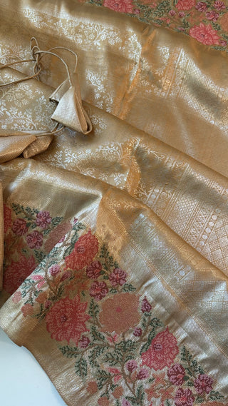 Pure Gold silk brocade  silk pure embroidered silk handwoven
