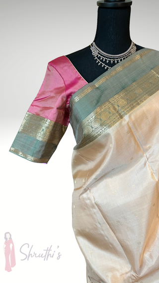 Ven Pattu Onam saree kanjivaram white pure  Kanchi pattu saree gold zari Indian wedding saree pure silk saree with stitched blouse usa online shopping