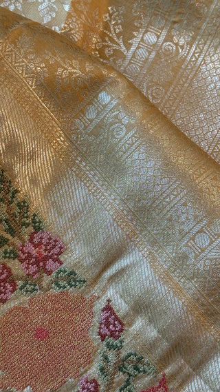Pure Gold silk brocade  silk pure embroidered silk handwoven