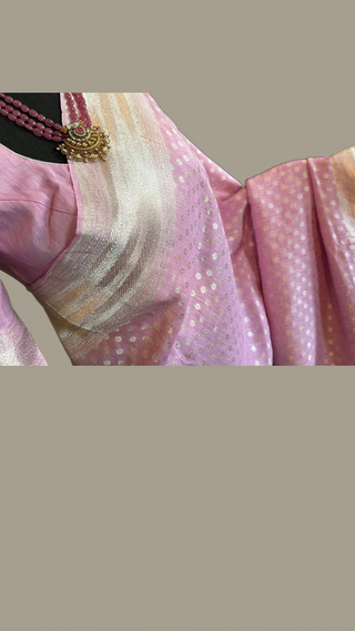Pastel’s Pure beneras linen silver zari pastel pink saree embroidered linen saree online usa