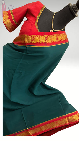 Pure  Mysore silk saree Bottle Green to Red crepe high120  Gsm silk Saree beautiful embroidered saree Indian Wedding & Bridal Silk Saree ready to ship for bridal silk embroidery