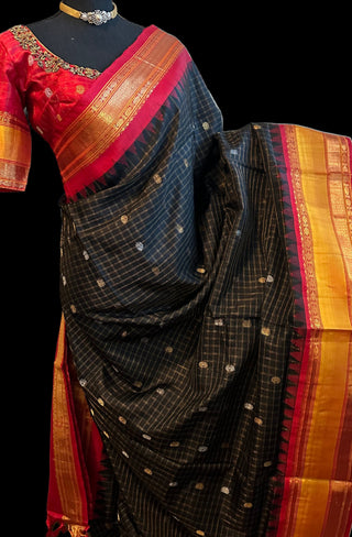 Pure gadwal silk saree online usa Black gadwal silk saree online usa 
