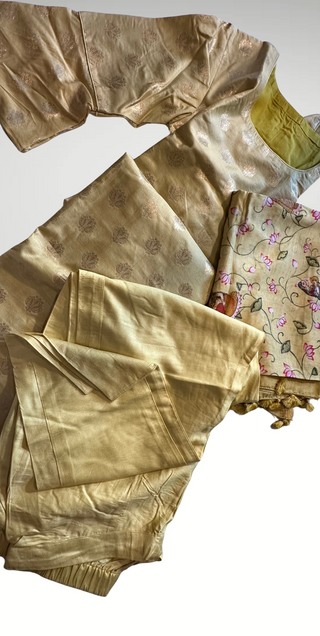 Sandal Chanderi Silk Cotton Salwar Suit with Lotus Design Dupatta Online in the USA