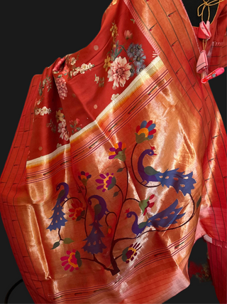 Pure paithani silk saree original paithani saree fusion saree usa pure red paithani saree triple muniya pure paithani saree usa