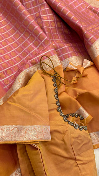 Silver zari kanchi pattu kanjivaram silk saree online usa salmon pink peach kanchi pattu saree online usa