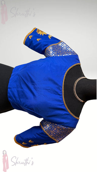 Blue Embroidered silk blouse stitched blouse online usa silk blouses ready to wear online shopping blouse online