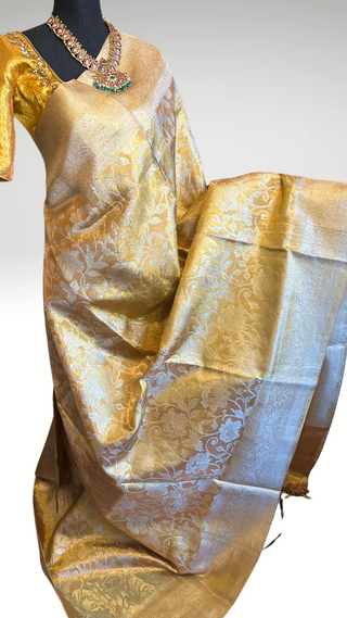 Gold tissue indian wedding saree muhurtam silk saree online kora tissue pure silk saree muhurtam silk saree 