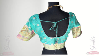 Pastel Green Zari Kota zari sleeveless Blouse  Readymade Blouse with Ready to Ship Online USA