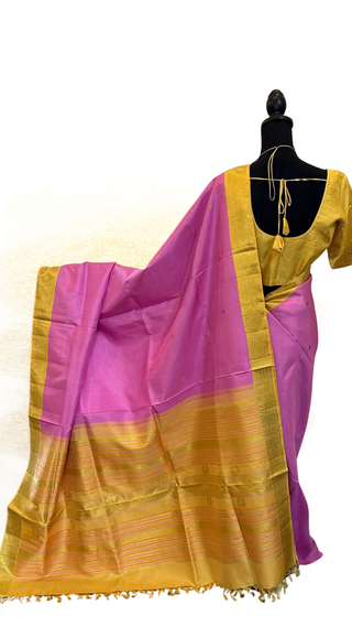 Pure Pastel Lavender Kanchi pattu saree zari Indian wedding saree pure silk saree with stitched blouse usa online shopping