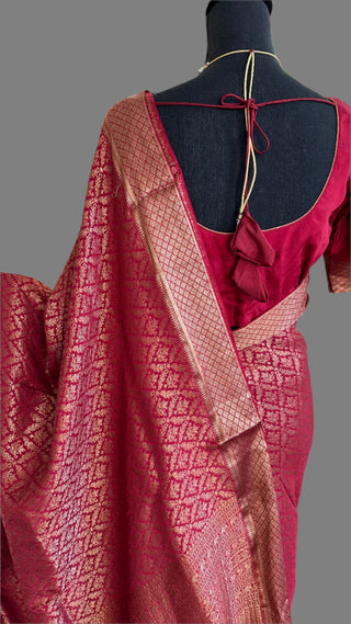 Red Georgette Beneras silk saree with stitched blouse  online shopping