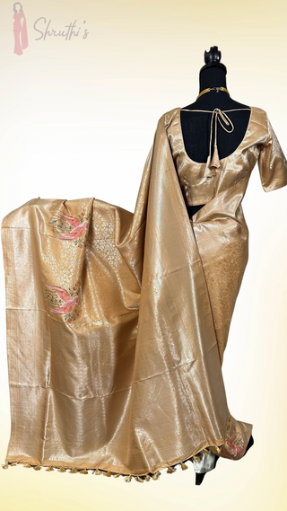 Pure Gold silk brocade  silk pure embroidered silk handwoven