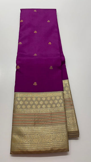 Purple kanchi kanchipuram silk silver zari saree kanjivaram silk sarees online