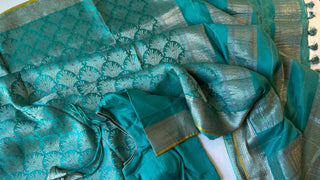 turquoise color saree