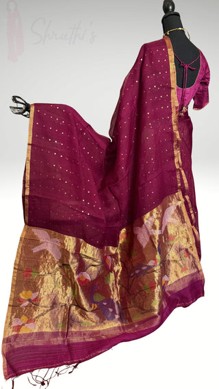 Pure Jamdhani kora sequin work silk handloom gold jamdhani woven  pallu silk saree silk saree Partywear Diwali online shopping with