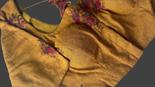 Silk blouse printed mustard floral readymade readytowear stitched blouse online usa sale latest brown blouse online usa saree usa