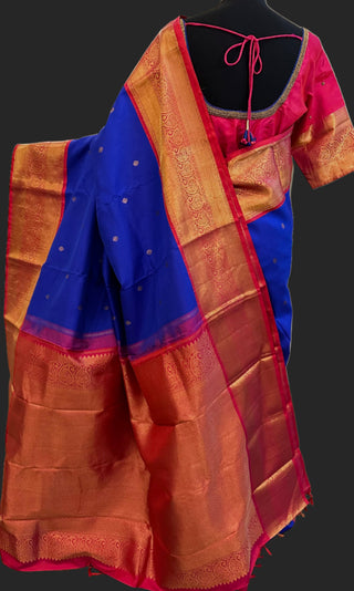 Blue kanchi kanjivaram silk saree online usa pure kanchi traditional pattu saree muhurtam saree bridal kalyana pattu usa wedding south indian traditional pure silk saree with stitched blouse aari embroidery muhurtam look blouse kalyana pattu pelli kuthuru saree blue saree 