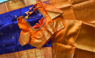 Orange and blue saree kanjivaram silk saree online usa pure kanchi pattu saree indian bridal saree online usa