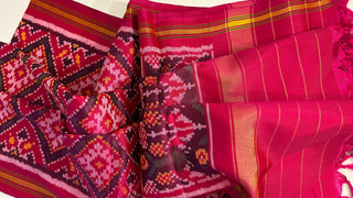 Patan patola pure silk pure mulberry silk  Handwoven duppatta Pink Dupatta