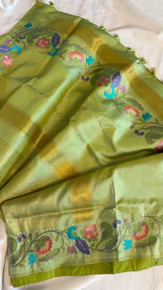 Handloom pure silver zari Brocade weave silk embroidered borders easy drape finest weave saree