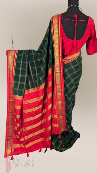Pure Mysore Soft Silk Saree beautiful Red Indian Wedding & Bridal Silk Saree ready to ship for bride