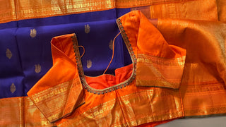 Orange and blue saree kanjivaram silk saree online usa pure kanchi pattu saree indian bridal saree online usa