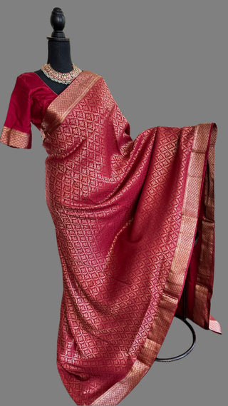Red beneras silk saree online usa indian saree