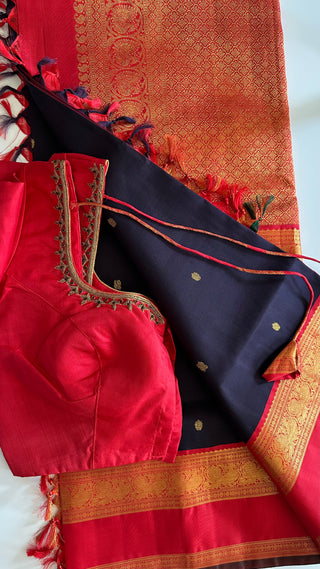 Pure kanjivaram pattu saree Indian wedding muhurtam silk saree onlinne USA  Dark Violet to Chili red 🌶️  Navalpazham body kanjivaram easy drape pure zari silk saree