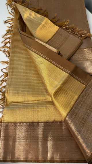 Kalyana pattu wedding Handloom Kanjivaram Gold Tissue  Brocade Pure silk pattumuhurtam saree pure zari Kanjivaram silk saree with prestitched blouse embroidered blouse