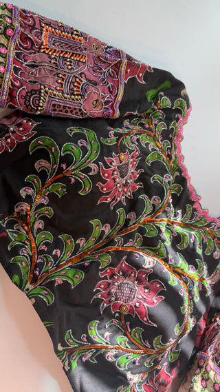 Pure hand painted black pen kalamkari blouses