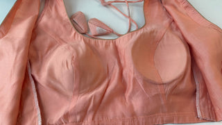 Peach Zari Kota Silver zari sleeveless Blouse  Readymade Blouse with Ready to Ship Online USA
