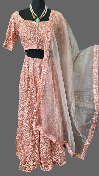 Peach  lehenga online usa weddings sequin  Soft silk Lehenga