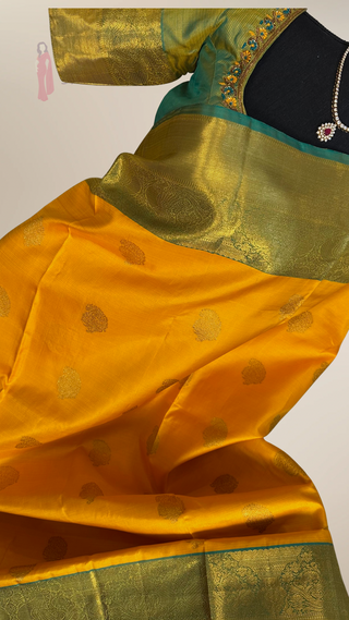 Yellow vairaoosi pure zari kanjivaram silk saree blouse and pallu indian wedding silk saree online usa