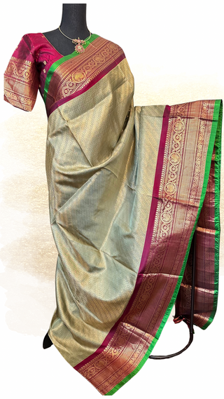 Pure Handloom maroon Gadwal silk saree pure zari gold zari silk saree with stitched blouse ready to ship USA Easy drape