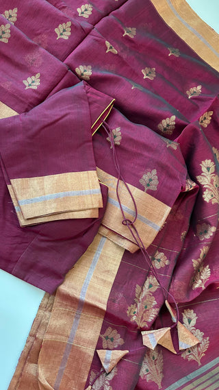 Chanderi silk with  blouse pure silk blouses
