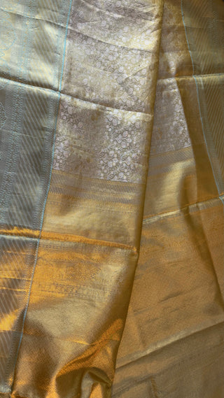Kalyana pattu wedding Handloom Green Kanjivaram Gold Tissue  Brocade Pure silk pattumuhurtam saree  Kanjivaram silk saree with prestitched blouse.