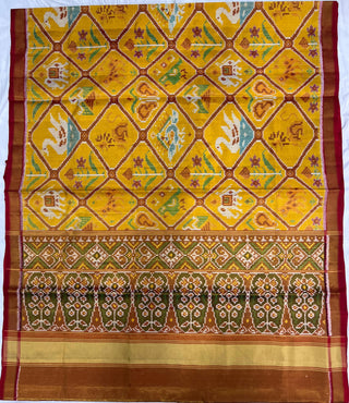 Tissue silk patola silk saree with  silk finish pallu with prestitched blouse