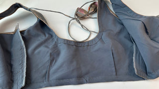 Grey Zari Kota Silver zari sleeveless Blouse  Readymade Blouse with Ready to Ship Online USA