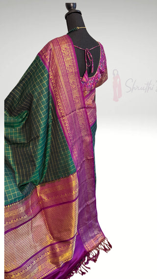 Pure Handloom Twill weave  kanjivaram silk saree pure antique zari weave  online ikat twill weave stitched blouse one of a kind elegant easy drape twill silk saree online shopping