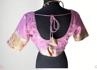 Pastel Lavender Zari Kota zari sleeve Blouse  Readymade Blouse with Ready to Ship Online USA