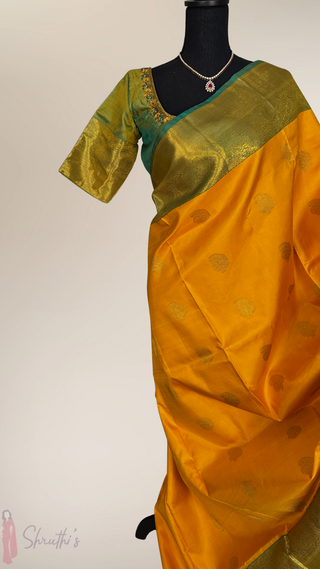 Yellow vairaoosi pure zari kanjivaram silk saree blouse and pallu indian wedding silk saree online usa