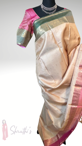 Ven Pattu Onam saree kanjivaram white pure  Kanchi pattu saree gold zari Indian wedding saree pure silk saree with stitched blouse usa online shopping