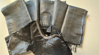 Pure kanjivaram pattu saree  silk saree onlinne USA Black Grey kanjivaram easy drape pure zari silk saree