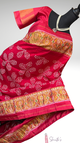 Pure Patola silk saree Diwali outfit red silk saree online USA readytoship USA stitched blouse readymade blouse Navarathri outfit