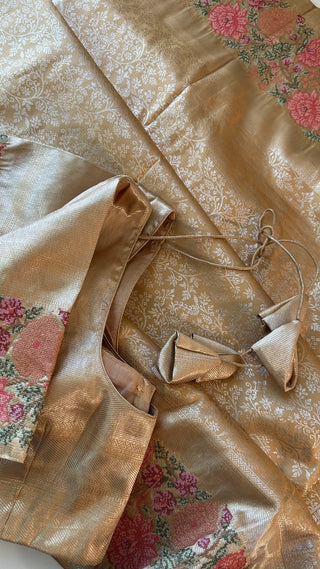 Pure Gold silk brocade  silk pure embroidered silk handwoven