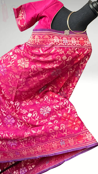 Pure Jamdhani Handloom cotton gold zari weave Handloom  saree pallu Partywear Diwali online shopping
