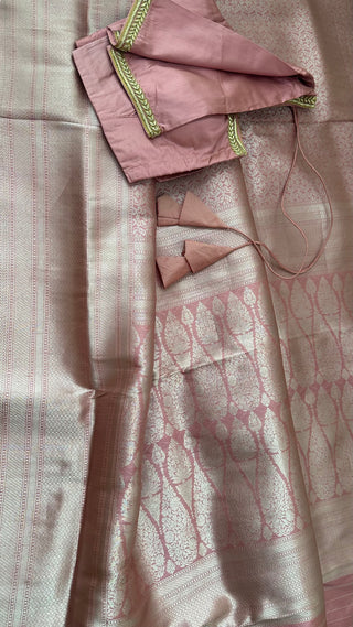 Benerasi Mauve Pure Pastel Katan silk saree online shopping with prestitched blouse