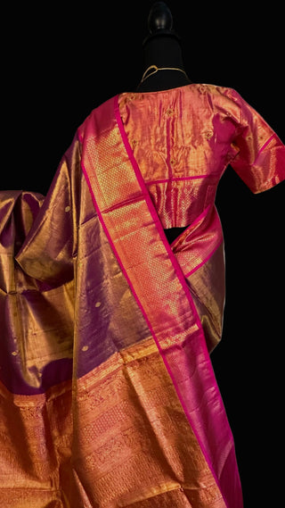 Tissue kanjivaram silk saree with stitched Indian wedding muhurtam silk bridal blouse online shopping usa